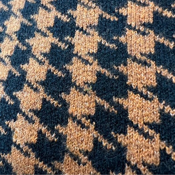 ASTR Label Womens Siz Medium Brown Black Houndstooth Sweater Cropped 3/4 Sleeves - Picture 2 of 8